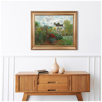 The Artist's Garden in Argenteuil by Claude Monet Solid Wooden,Golden Frame The World Classic Art Reproductions,Wall Art for Home Decor