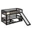 Lit simple superposé simple pour enfant avec glissade, cadre de lit superposé avec clôture, échelle, barrière de sécurité, lit superposé en bois avec petite porte amusante