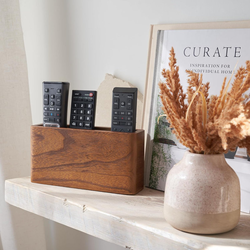 Premium Wooden Remote Control Holder - Easy Install Adhesive Wall Mount