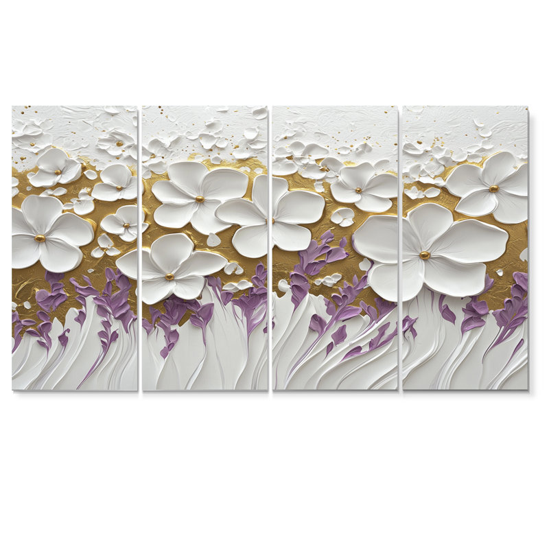 Leyland - Wildflowers Wall Art - ensemble d'art mural traditionnel 4 pièces, H 32 po x l 64 po