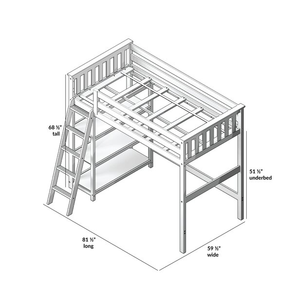 Trule Foote Twin Loft Bed with Shelves & Reviews | Wayfair