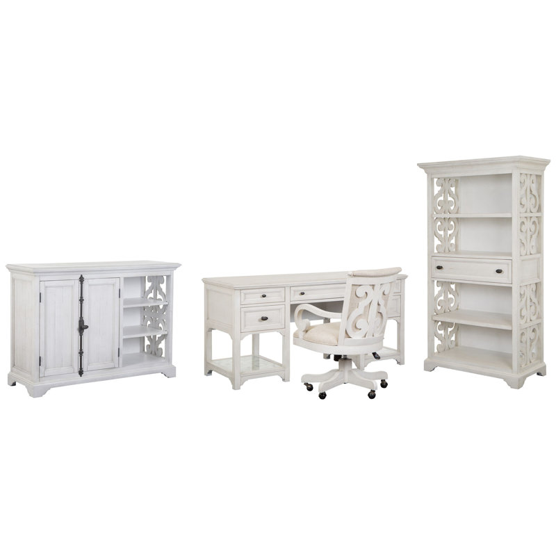 Bureau avec support d'imprimante et bibliothèque