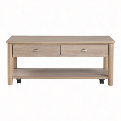 Classic 1Pc Cocktail Table With Two Drawer And Open Shelf Wooden Living Room Furniture Centre Table