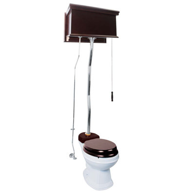 The Renovators Supply High Tank Pull Chain Toilet with Dark Oak Wooden Finish (Seat Not Included) -  The Renovators Supply Inc., 20145