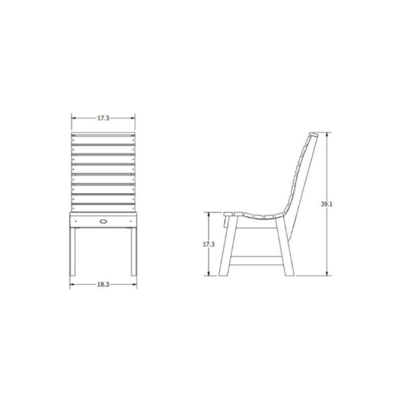 Chaise de salle à manger sans accoudoirs Weatherly, Noir