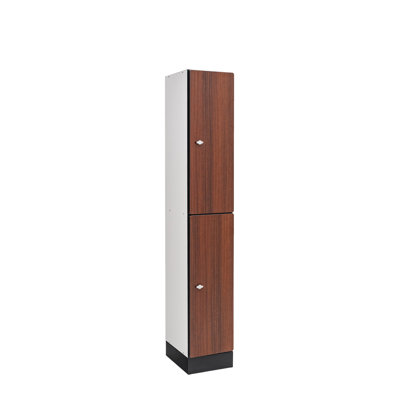 Casier de rangement en bois à 2 compartiments et colonne à 2 niveaux avec panneaux d'extrémité, serrure à clé