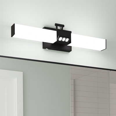 Barre d'éclairage de meuble-lavabo à DEL 3 lumières 23,6 po noir mat pour abat-jour carré à intensité variable 2CCT