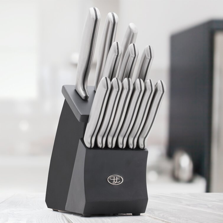 Chicago Cutlery Insignia (13-PC) Kitchen Knife Block Set With Wooden Block,  Contoured Handles and Sharp Stainless Steel Professional Chef Knife Set 