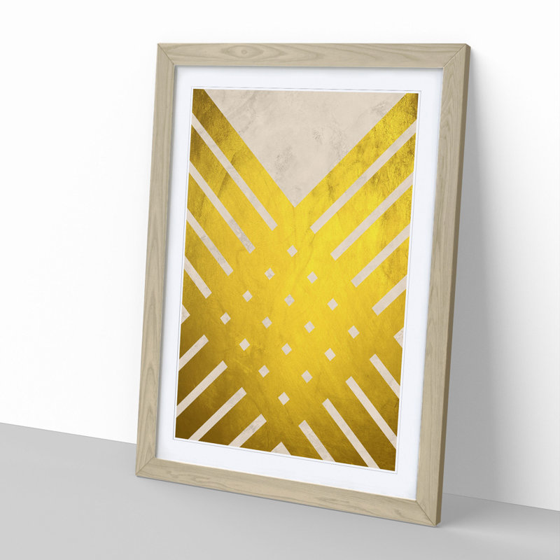 Golden Lattice - Picture Frame Graphic Art, Oak Framed, 90cm H x 65cm W x 2cm D