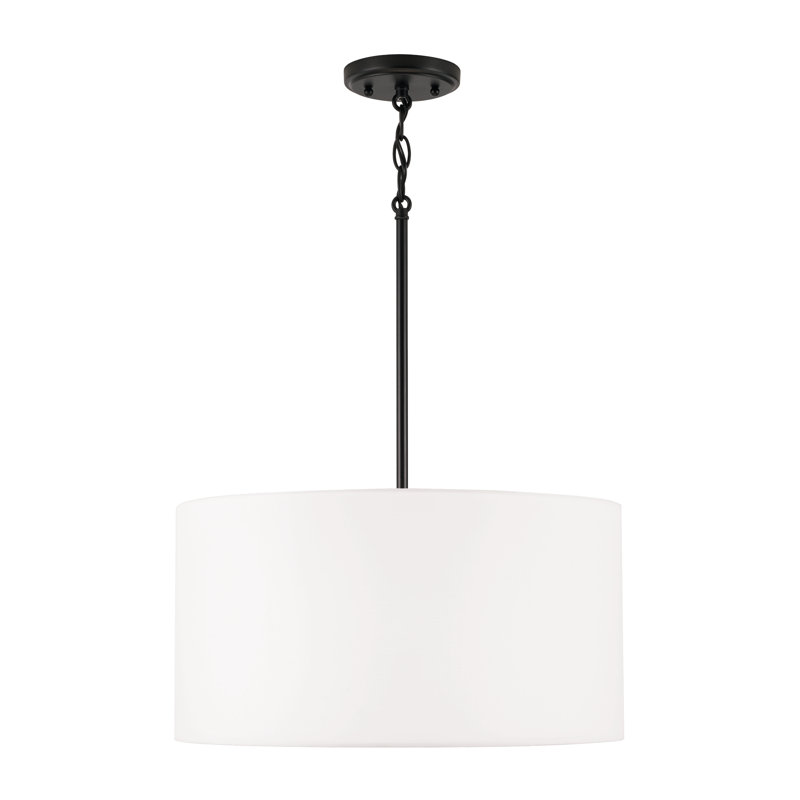 Luminaire suspendu tambour 3 lumières Alan, Noir mat