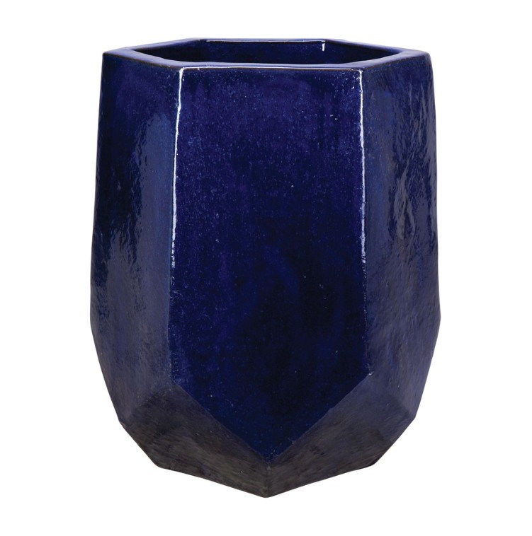 22 in. Geometric Vase - Falling Blue