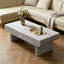 Table basse avec plateau en bois gris, table basse moderne Mid-Century avec tiroir cannelé, table basse de salon