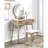Contemporary Wood Vanity And Stool In White - Chic For Home Decorating Idea Table With Mirror Drawer Solid Rubberwood Comfortable Fashionable Practical 32.37"W X 17.03"D 53.02"H Dimensions Fit