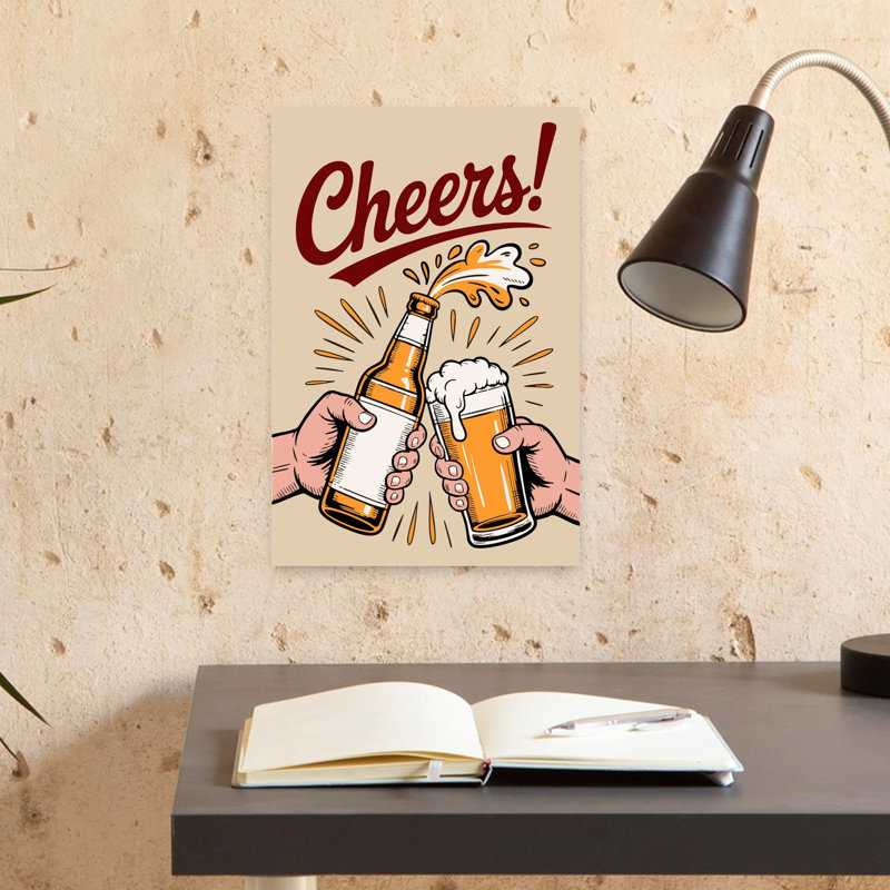 «Golden Beer Cheers», art mural rétro rétro, H 18 po x l 12 po