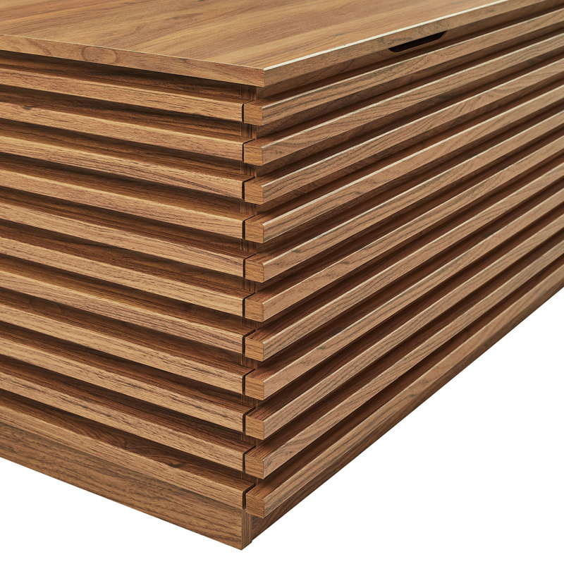 Render Fluted 3-in-1 Hall Tree With Storage Bench and Coat Rack In Walnut, Walnut