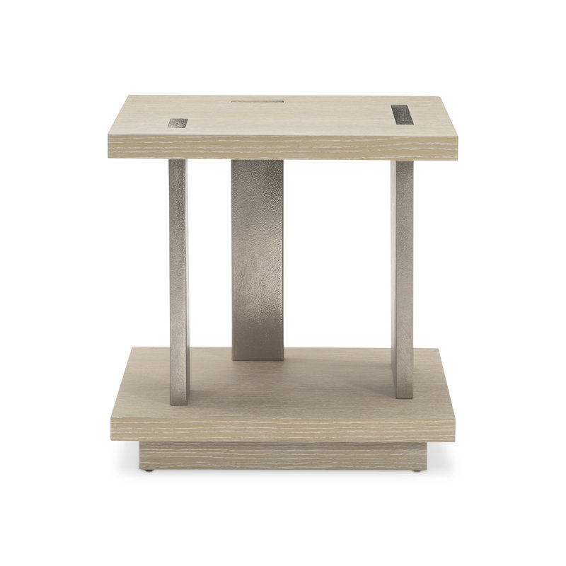 Dune Finish Square End Table with Cast Aluminum Accents