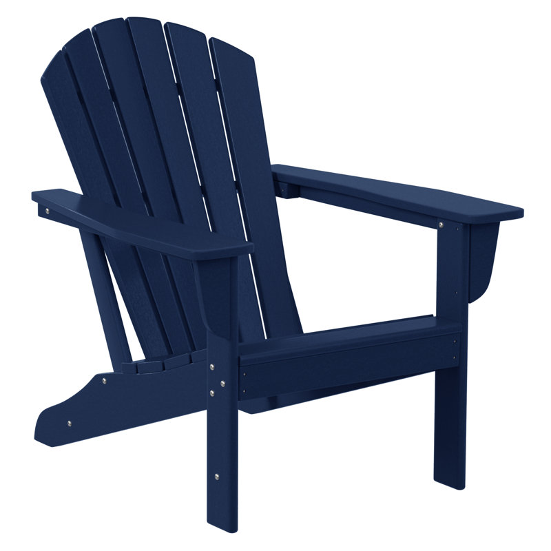 Altura Plastic Adirondack Chair with Ottoman Set, Navy Blue