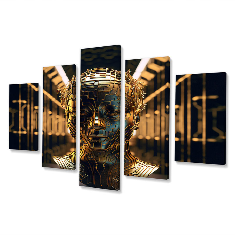 Locher - Robot Canvas Wall Art - 5 Panels