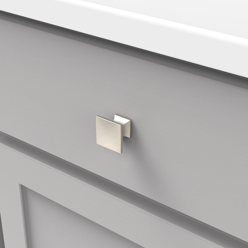 Studio Collection Square Knob - 1-1/4" x 1-1/4" Cabinet Knob Satin Nickel - Transitional Hardware for Drawers & Cabinets