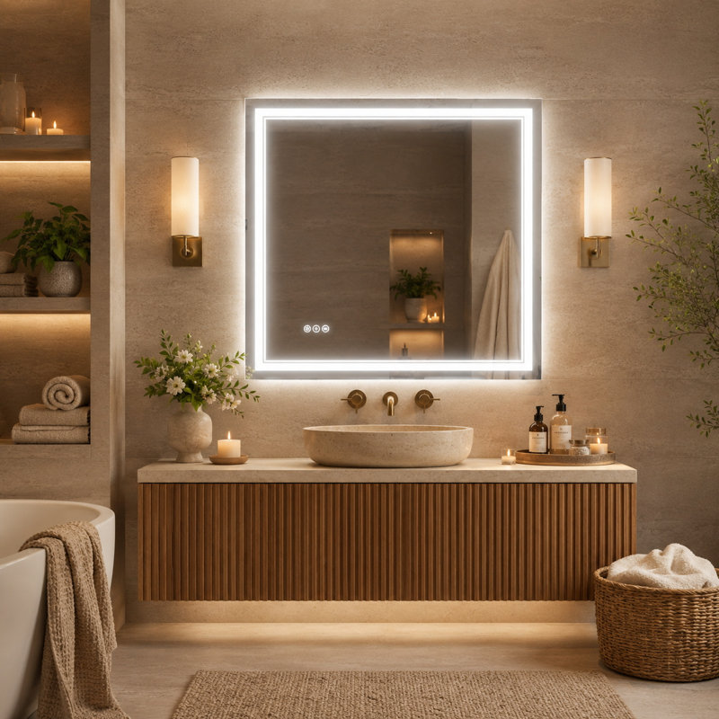 Miroir de salle de bain à DEL 36 po x 36 po, 36'' H x 36'' W