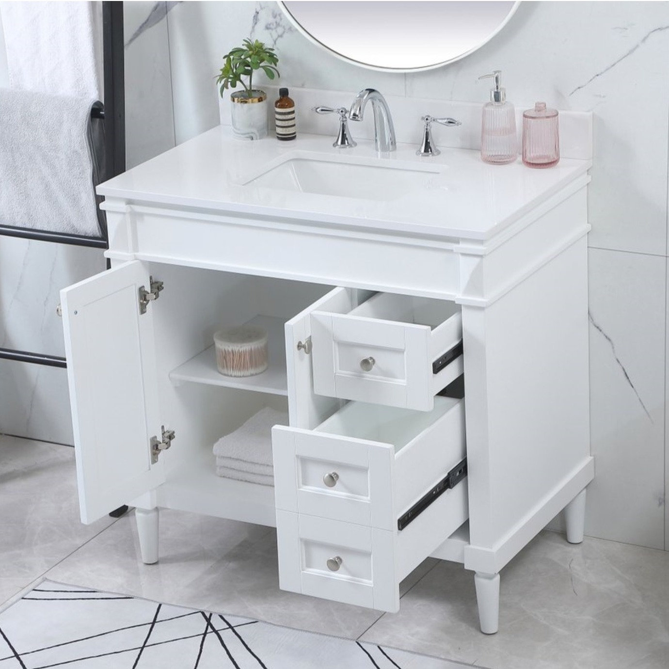Readington Single Bathroom Vanity, White, 36"