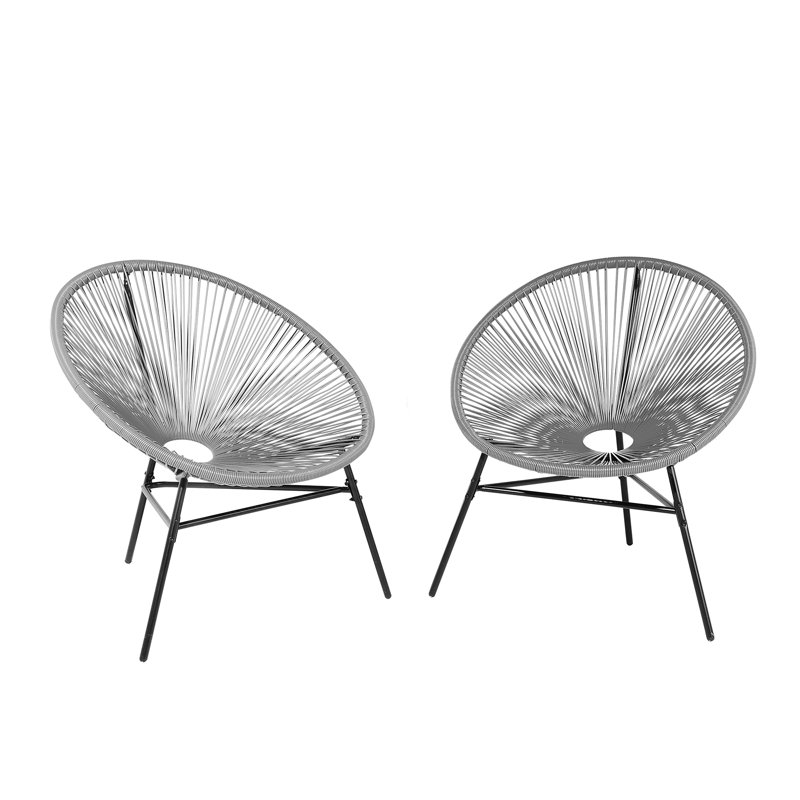 Belrue Wicker Outdoor Armless Lounge Chair, Grey