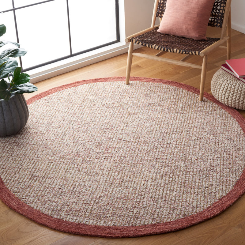 Vihaan Hand Tufted Wool/Cotton Rug in Ivory/Red, Round 6'