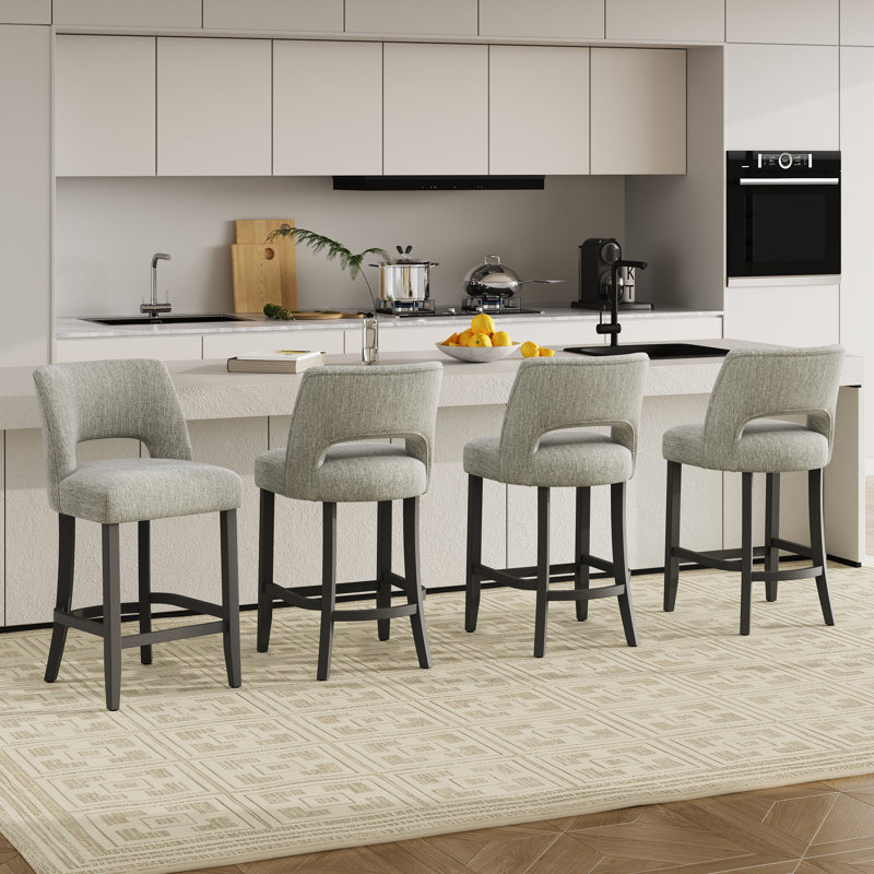 Tabouret de bar Bisto, 4, Gris clair