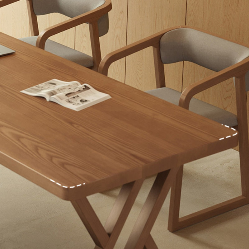 Bureau rectangulaire en bois massif noyer clair, H 29,53 po x l 62,99 po x P 27,56 po
