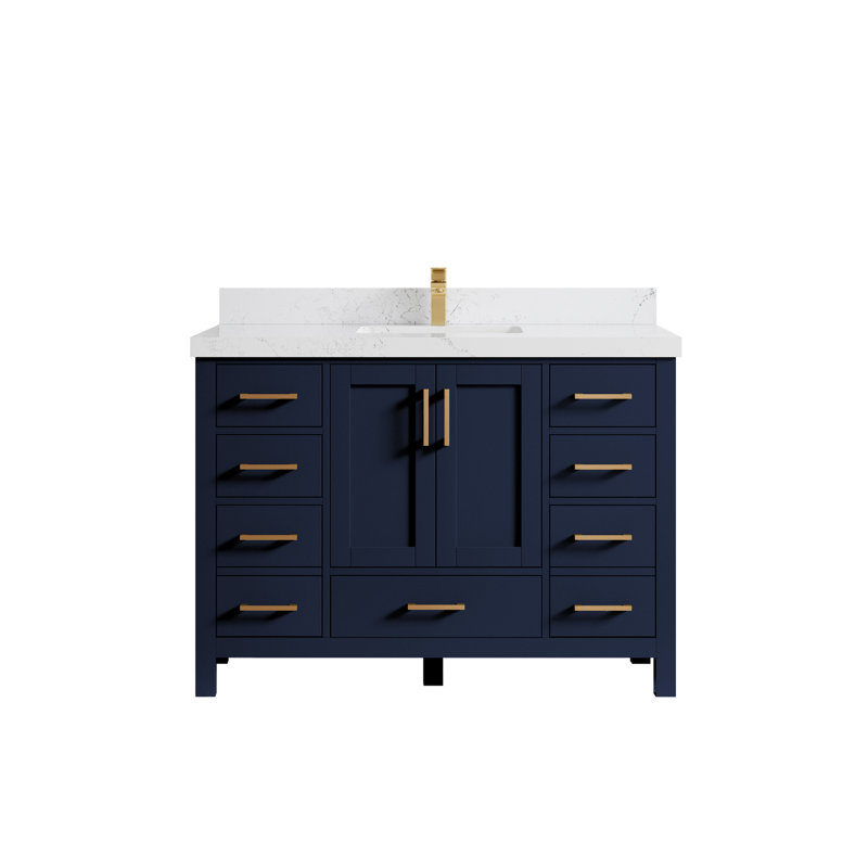 Malibu 48'' Single Bathroom Vanity with Top, Empira White
