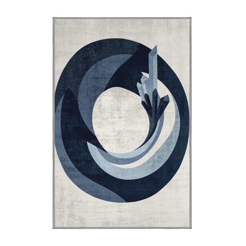 Machine Washable Higgins Donut Modern Abstract Rug in Gray – Gray Binding, 5x7