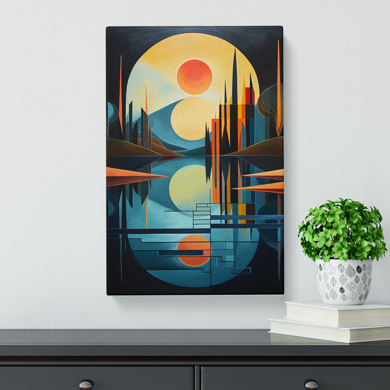 Lake Geometric No.3 - Wrapped Canvas, 50cm H x 35cm W x 3cm D