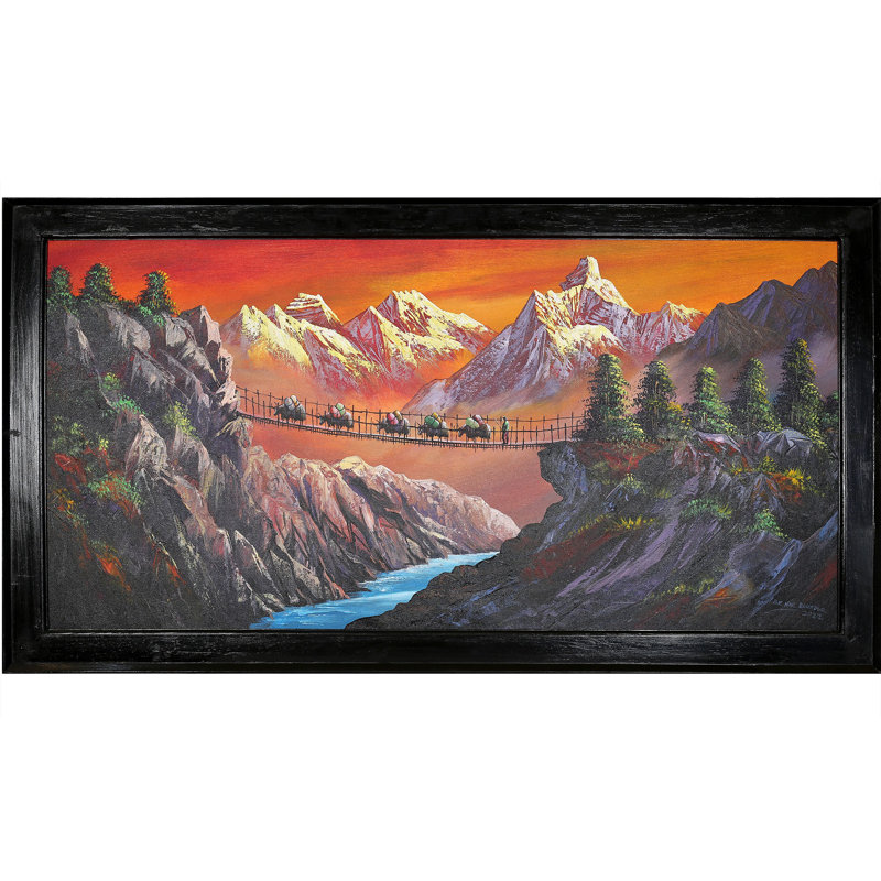 Coucher de soleil près de Mountain Valley | Huile sur toile | Avec cadre