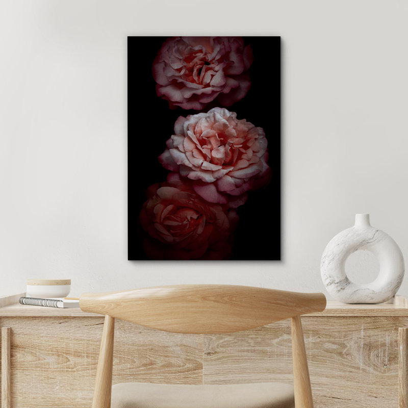 Fleurs de pivoine rose rouge, images florales, photographie, décoration murale de salon, Toile tendue, H 48 po x l 32 po
