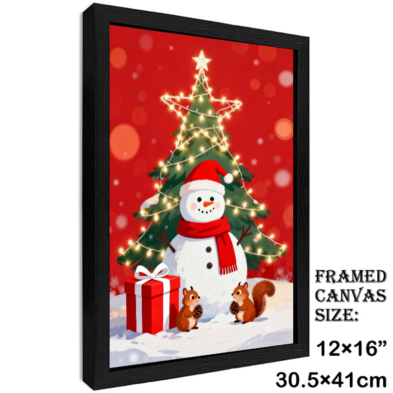 Impression encadrée noire «Snowman Vintage by the Stars» de style rétro, H 17 po x l 13 po