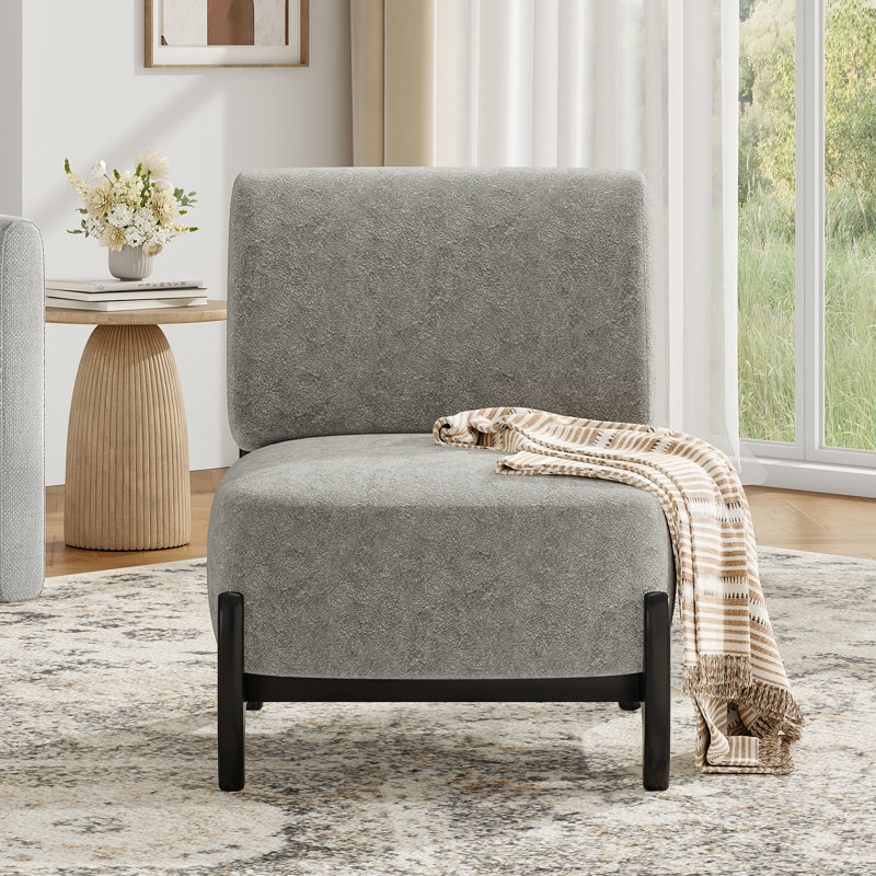 Chaise d'appoint moderne avec base en bois massif, Gris