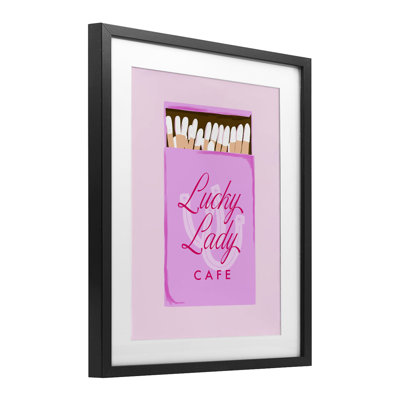 Lucky Lady Cafe Matchbox, reproduction encadrée sous verre, conception de Cherrywood Lane