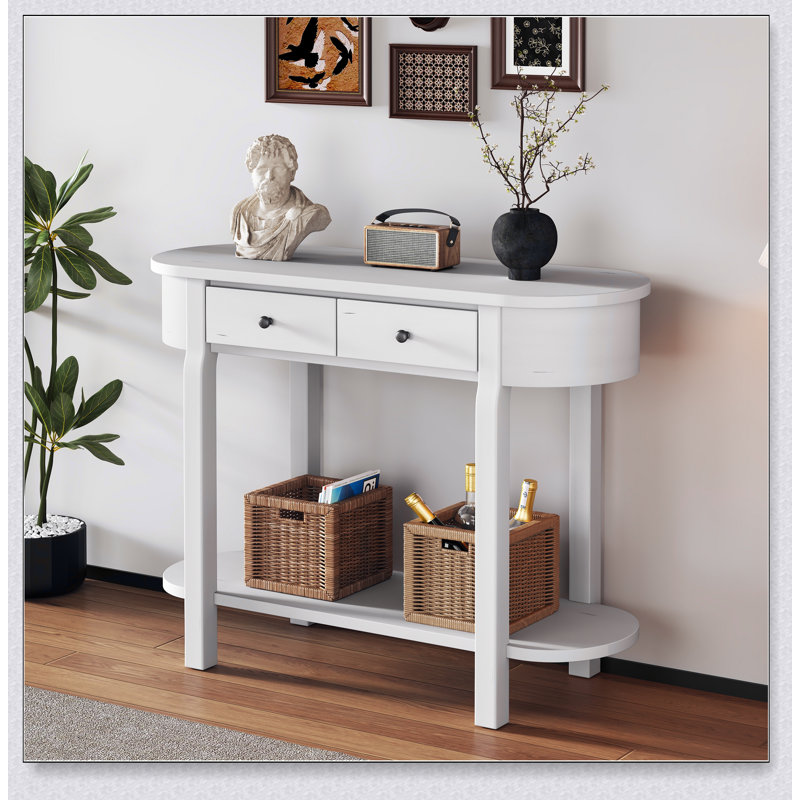 Élégante console rétro avec un design incurvé et un glacis lisse pour les entrées, les salons et les couloirs