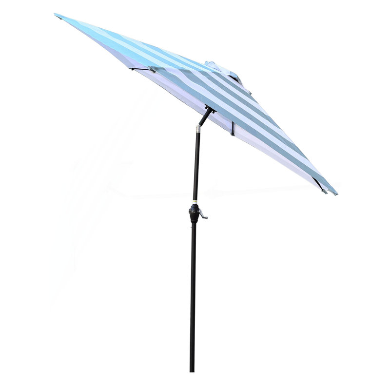 Parasol de patio, parasol 9 pi, Rayé bleu glace