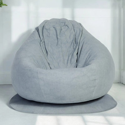 Gray Cotton Bean Bag Cover 96" | Large Bean Bag Chair Cover With Liner | Washable, Eco-friendly Floor Seating For Living Room, Kids Room by Eyda Homes