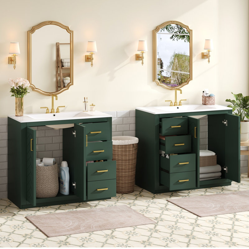Ensemble de meuble-lavabo moderne en bois massif avec rangement spacieux pour maisons contemporaines