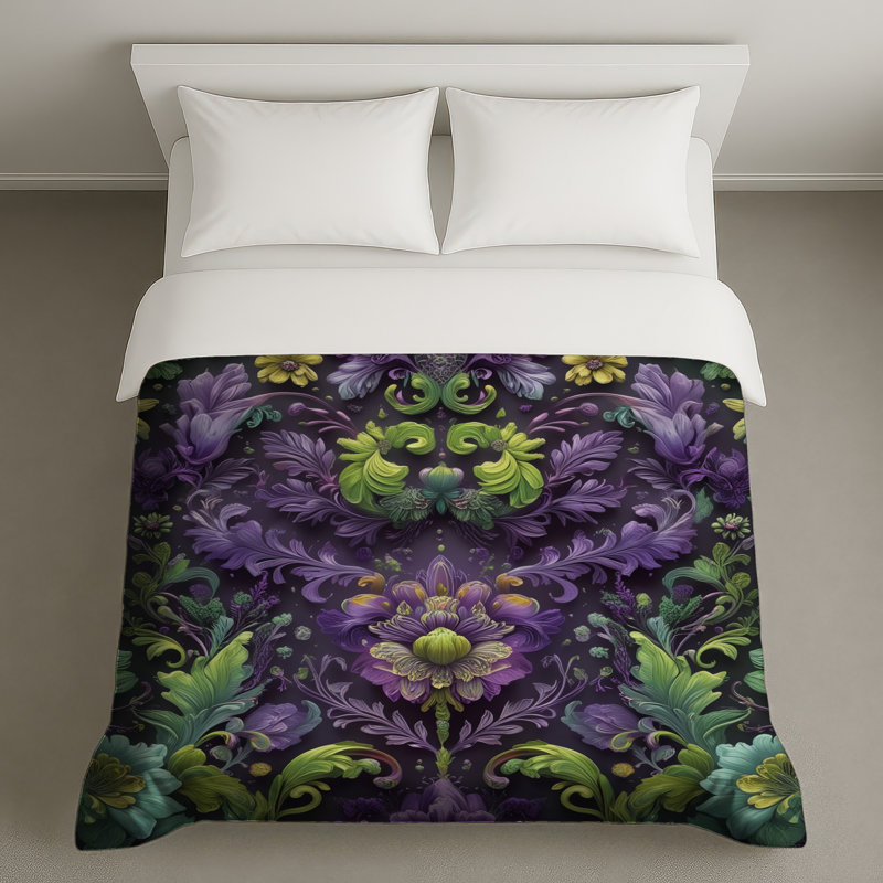Intricate Floral Motif Duvet Covers, Twin