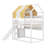 Full Size House Loft Bed With Canopy & Slide, Built-In Bookshelves, Playhouse Loft Bed With Storage-503465236
