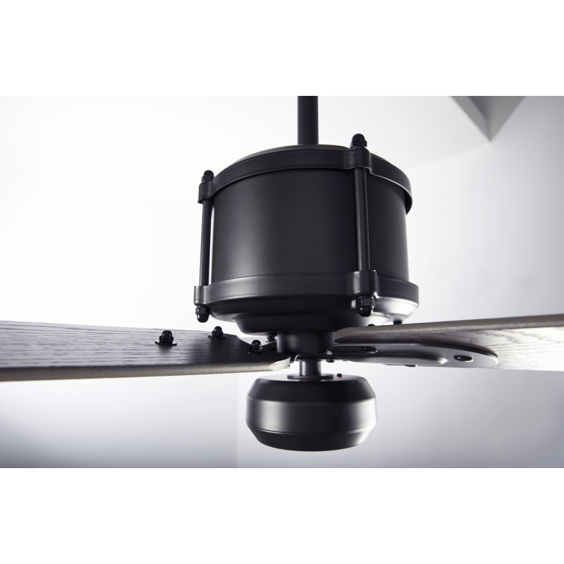 Industry LED Downrod Ceiling Fan, Dark Bronze, Remote Control, Graywash