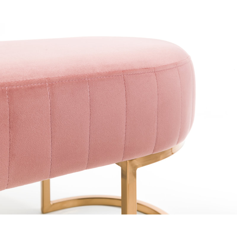 Accringt Velvet Upholstered Bench, Pink