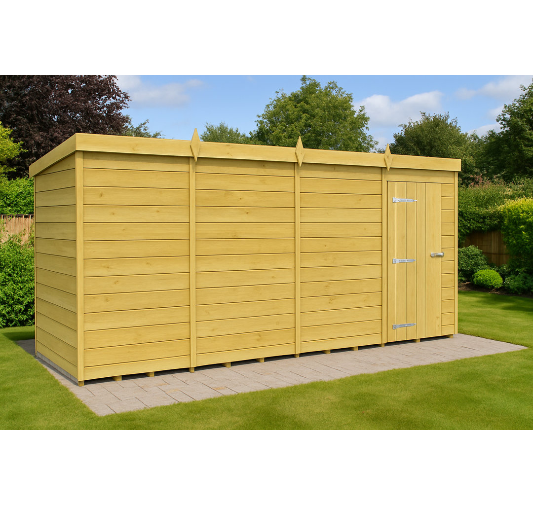 15ft x 5ft Pent Shed - Single Door without Windows