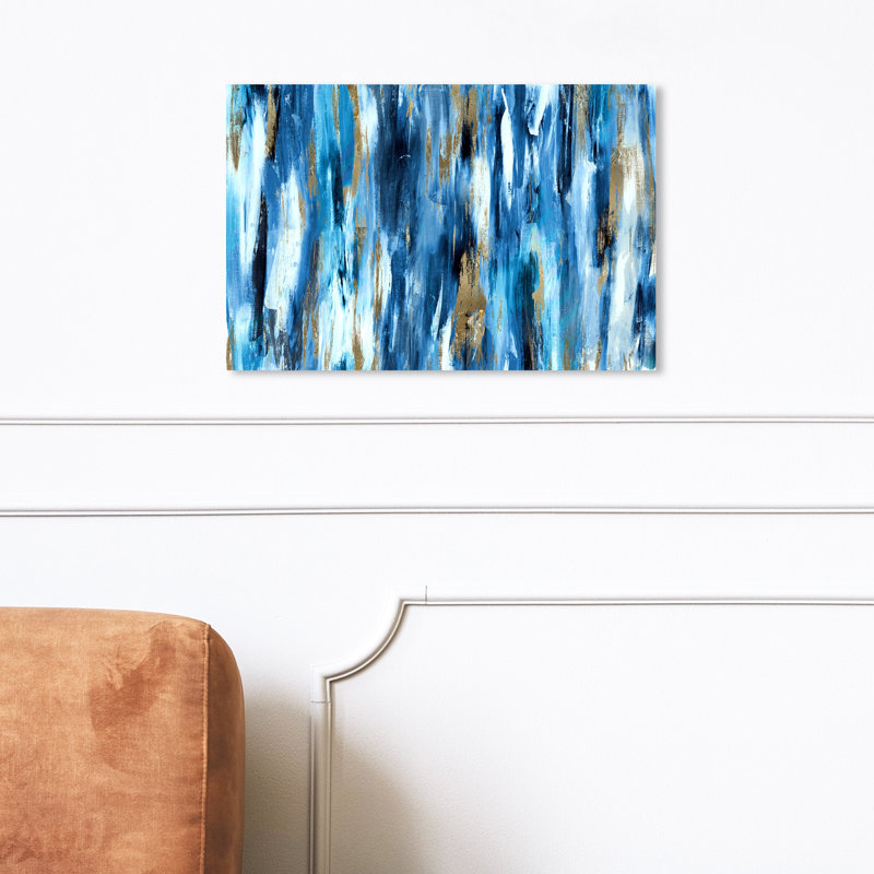 «Abstract Lapis Flowing Blues», reproduction d'art sur toile, Toile tendue, H 36 po x l 54 po x P 1,5 po