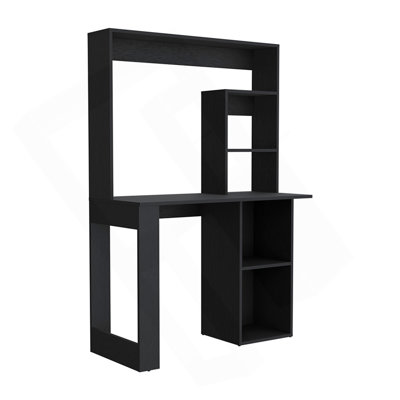 Bureau d'écriture avec tablettes et huche, noir
