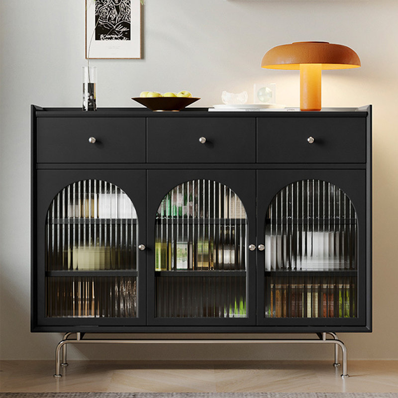 Armoire d'appoint en verre à porte noire