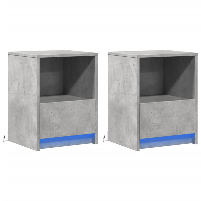 Dancho 38cm W Manufactured Wood Bedside Table, 1, Concrete Grey